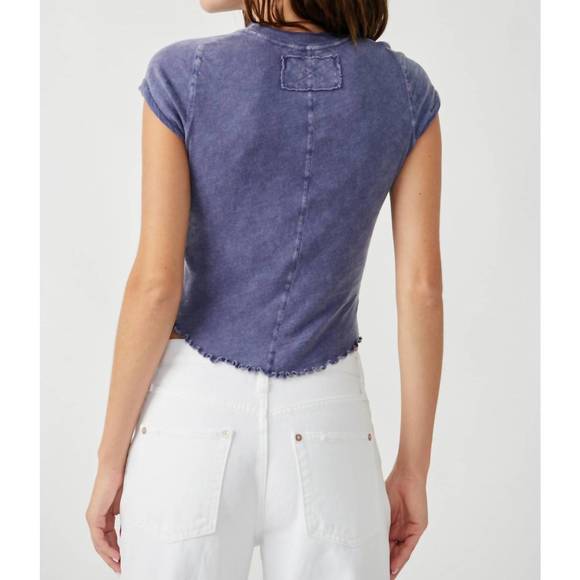 NEW FREE PEOPLE be my baby short sleeve tee in blue depth - Picture 3 of 4